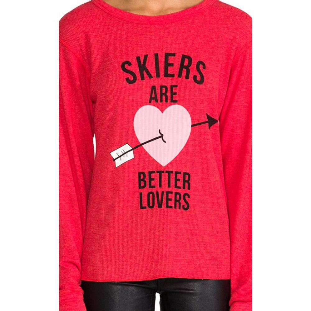 WILDFOX Skiers Are Better Lovers Long Sleeve Thermal Top Red
